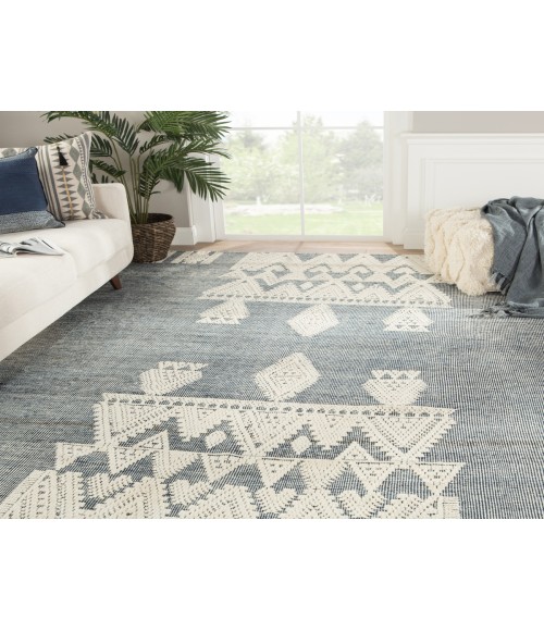 RIZE RUG Jaipur Living Torsby Hand-Knotted Tribal Blue/ Ivory Area Rug (7 10"X9 10")