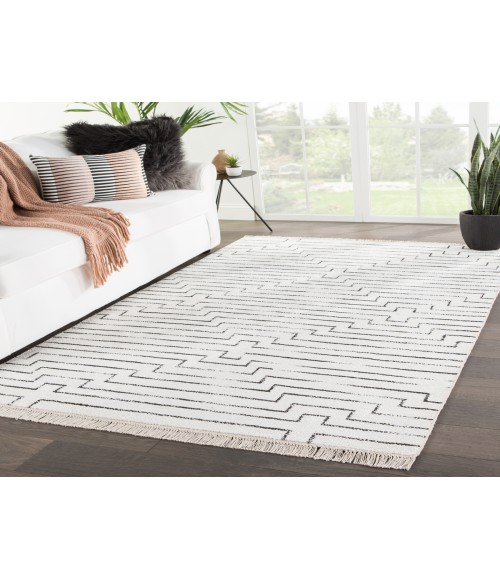 Satellite Area Rug Jaipur Living Alloy Handmade Geometric White/ Black Area Rug (8'X11')