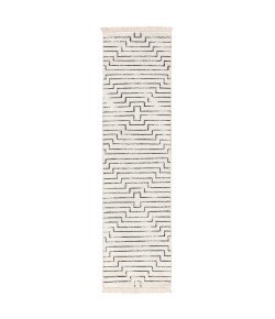 Jaipur Living Alloy Handmade Geometric White/ Black Runner Sat02 Area Rug 2 ft. 6 in. X 10 ft. Runner