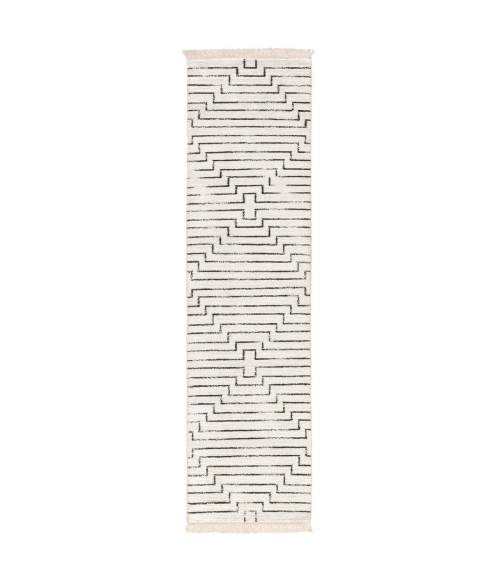 SATELLITE RUG Jaipur Living Alloy Handmade Geometric White/ Black Runner Rug (2 6"X10 )
