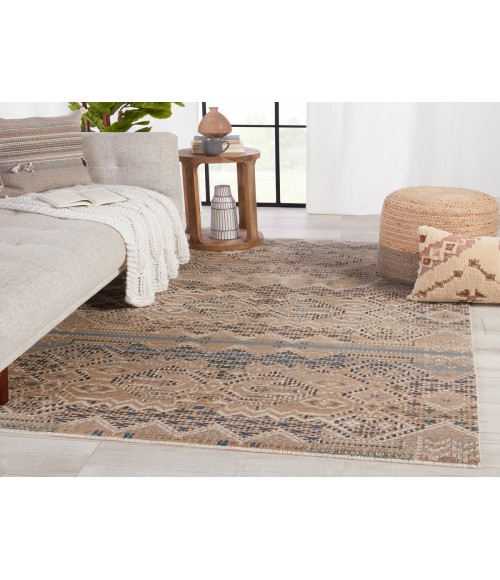 Nikki Chu by Jaipur Living Tamari Tribal Tan/ Blue Area Rug (7'10"X11'1")