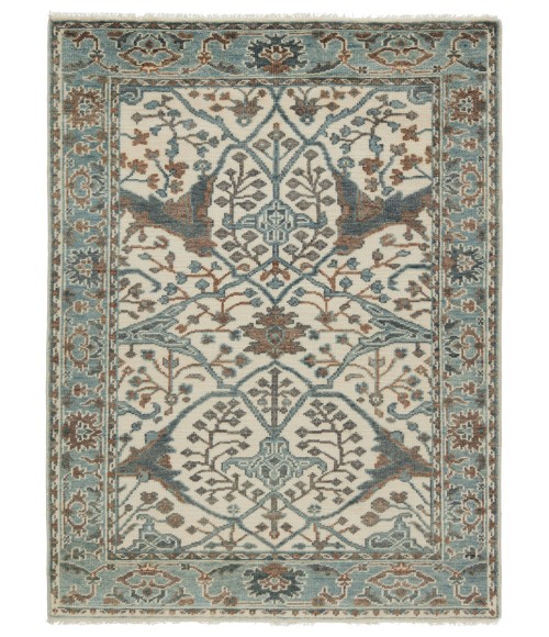 Jaipur Living Slayton Hand-Knotted Medallion Ivory/ Light Teal Area Rug (10'X14')