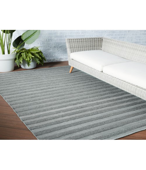 Jaipur Living Miradero Indoor/ Outdoor Striped Sea Green Area Rug (4'X6')