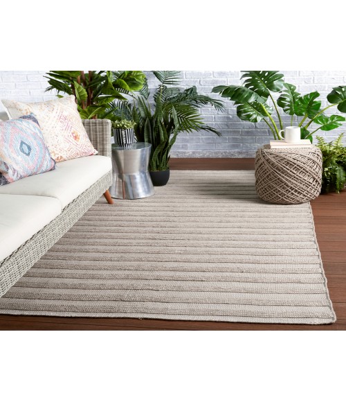 Jaipur Living Miradero Indoor/ Outdoor Striped Light Gray Area Rug (5'X8')