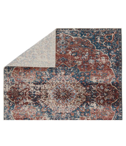 Vibe by Jaipur Living Akela Indoor/ Outdoor Medallion Blue/ Rust Area Rug (9'6"X12'7")