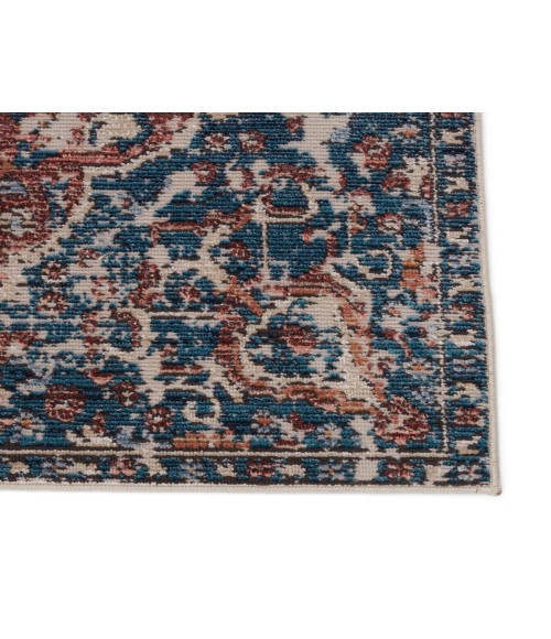 Vibe by Jaipur Living Akela Indoor/ Outdoor Medallion Blue/ Rust Area Rug (9'6"X12'7")