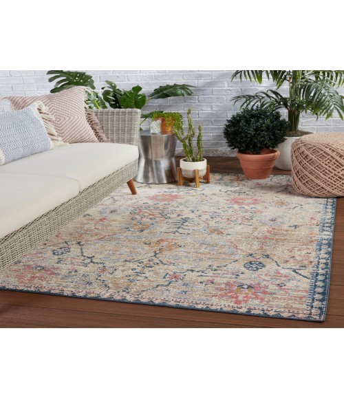 Vibe by Jaipur Living Elva Indoor/ Outdoor Oriental Tan/ Blue Area Rug (5'X7'3")