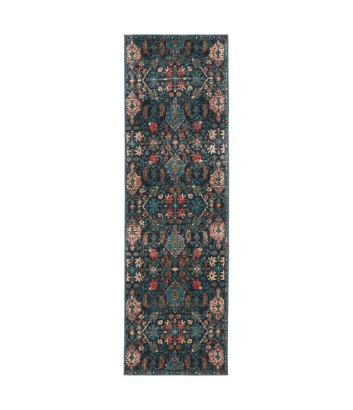 SWO16 Lisana Rug Vibe By Jaipur Living Lisana Indoor/ Outdoor Trellis Dark Blue/ Multicolor Runner Rug 2'6"X8'