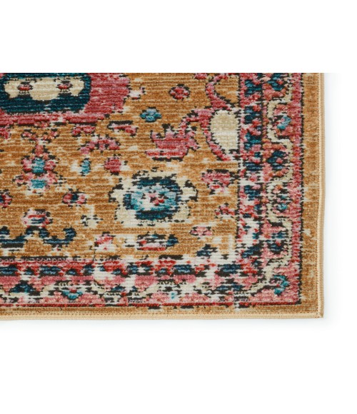 SWO17 Azura Rug Vibe By Jaipur Living Azura Indoor/ Outdoor Medallion Pink/ Gold Area Rug 2'6"X4'
