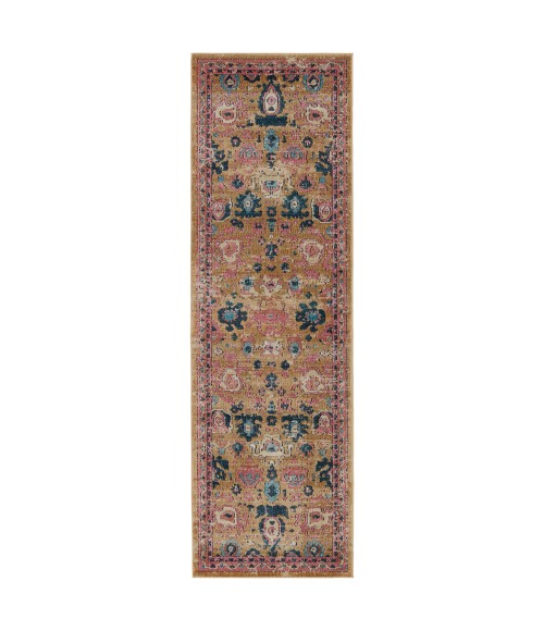SWO17 Azura Rug Vibe By Jaipur Living Azura Indoor/ Outdoor Medallion Pink/ Gold Runner Rug 2'6"X8'