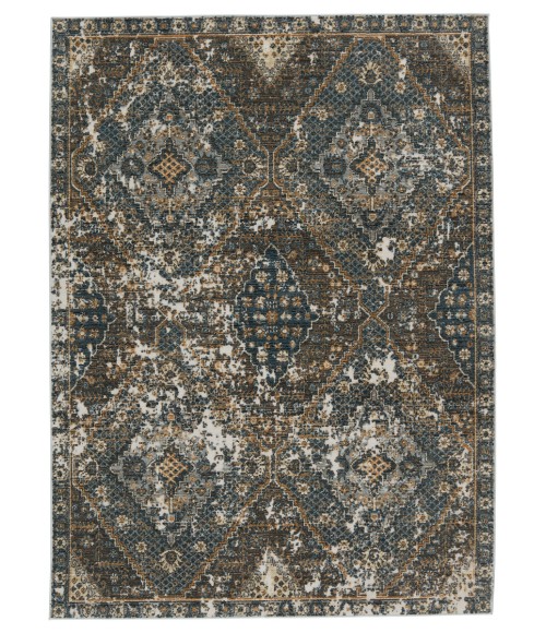 SWO18 Julia Rug Vibe By Jaipur Living Julia Indoor/ Outdoor Medallion Blue/ Gold Area Rug 9'6"X12'7"