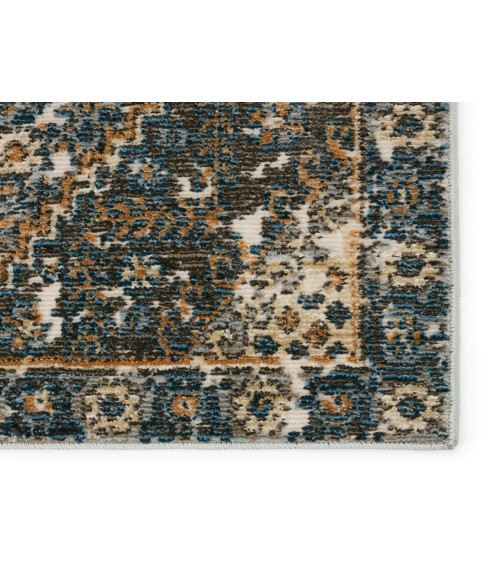 SWO18 Julia Rug Vibe By Jaipur Living Julia Indoor/ Outdoor Medallion Blue/ Gold Area Rug 9'6"X12'7"