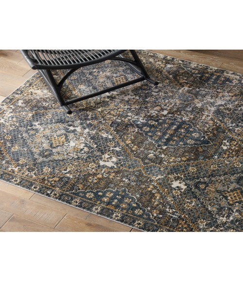 SWO18 Julia Rug Vibe By Jaipur Living Julia Indoor/ Outdoor Medallion Blue/ Gold Area Rug 9'6"X12'7"