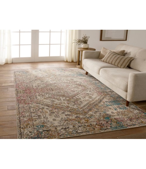 SWO19 Armeria Rug Vibe by Jaipur Living Armeria Indoor/Outdoor Medallion Multicolor/ Ivory Area Rug 4'X5'7"