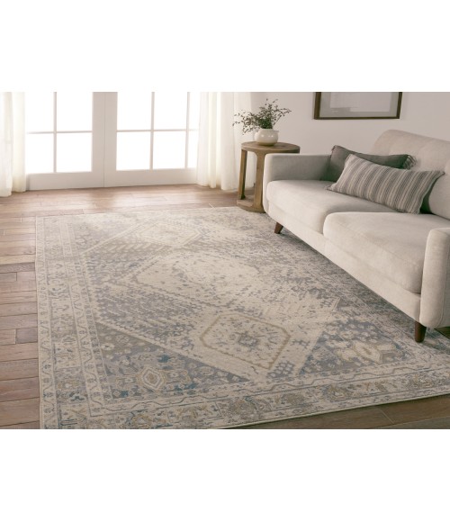Vibe by Jaipur Living Rush Indoor/Outdoor Medallion Light Gray/ Blue Area Rug 9'6"X12'7"
