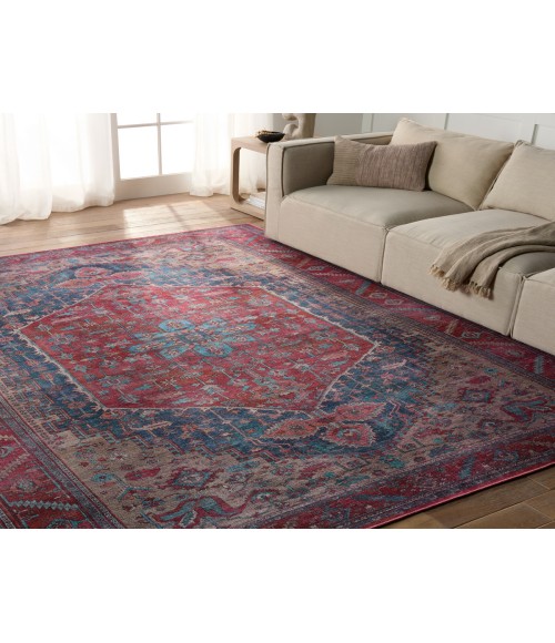 VIN02 Fairbanks Rug Vibe by Jaipur Living Fairbanks Medallion Red/ Blue Area Rug 5'3"X8'