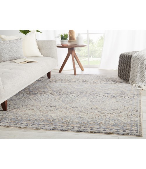 Valentia Area Rug Jaipur Living Cashel Tribal Gray/ Dark Blue Runner Rug (2'5"X10')