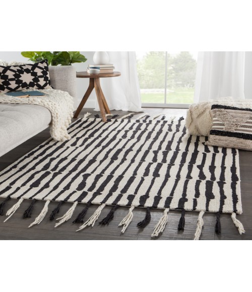 Nikki Chu by Jaipur Living Saville Handmade Tribal Black/ Ivory Area Rug (2'X3')