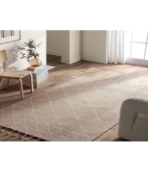 Nikki Chu by Jaipur Living Rhea Handmade Trellis Tan/ Ivory Area Rug 9'X12'