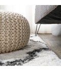 ALASKA SHAG Area Rug Marrakesh Shag Trellis Ivory/Charcoal 2 ft. x 8 ft. Runner Rug