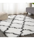ALASKA SHAG Area Rug Marrakesh Shag Trellis Ivory/Charcoal 8 ft. x 10 ft. Area Rug