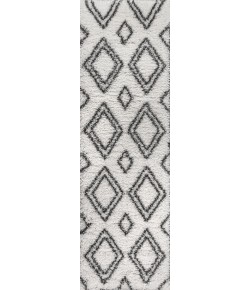 Jonathany Alaska Shag ALA101A Ivory/Dark Gray Area Rug 2 ft. 3 in. X 8 ft. Runner