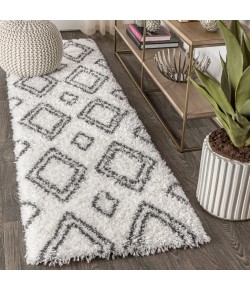 Jonathany Alaska Shag ALA101A Ivory/Dark Gray Area Rug 2 ft. 3 in. X 8 ft. Runner