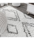 ALASKA SHAG Area Rug Beni Moroccan Style Diamond Shag Ivory/Dark Gray 4 ft. x 6 ft. Area Rug