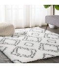 ALASKA SHAG Area Rug Beni Moroccan Style Diamond Shag Ivory/Dark Gray 4 ft. x 6 ft. Area Rug