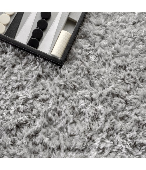 ALASKA SHAG Area Rug Aydin Solid Plush Shag Gray 2 ft. x 8 ft. Runner Rug