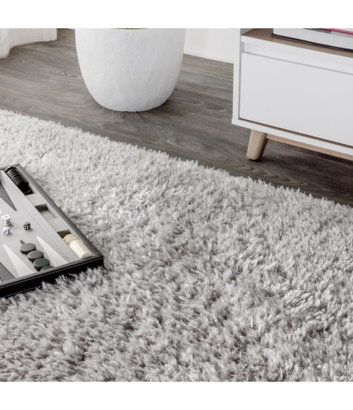 ALASKA SHAG Area Rug Aydin Solid Plush Shag Gray 2 ft. x 8 ft. Runner Rug