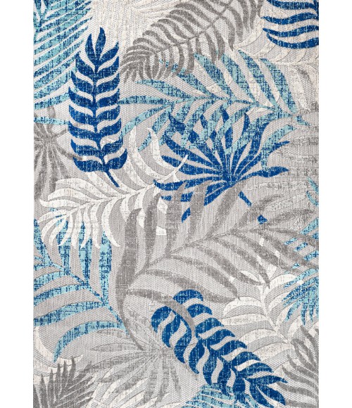 AMALFI COAST Area Rug Tropics Palm Leaves Gray/Blue 4 ft. x 6 ft. Indoor/Outdoor Area Rug