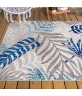 AMALFI COAST Area Rug Tropics Palm Leaves Gray/Blue 4 ft. x 6 ft. Indoor/Outdoor Area Rug