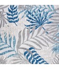 AMALFI COAST Area Rug Tropics Palm Leaves Gray/Blue 5' Square Indoor/Outdoor Area Rug
