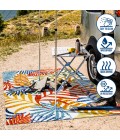 AMALFI COAST Area Rug Tropics Palm Leaves Cream/Orange 6' Round Indoor/Outdoor Area Rug