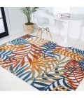 Tropics Palm Leaves Cream/Orange 5 ft. x 8 ft. Indoor/Outdoor Area Rug