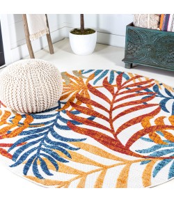 Jonathany Amalfi Coast AMC100B Cream/Orange Area Rug 6 ft. X 6 ft. Round