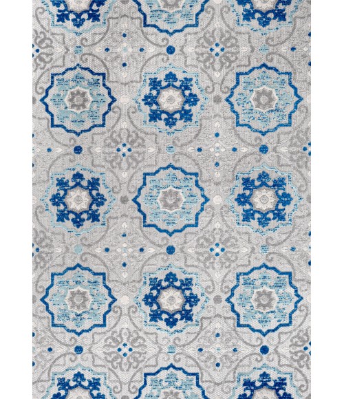 Mediterranean Medallion Blue/Gray 5 ft. x 8 ft. Indoor/Outdoor Area Rug