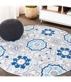 Jonathany Amalfi Coast AMC101A Blue/Gray Area Rug 5 ft. 3 in. X 5 ft. 3 in. Round