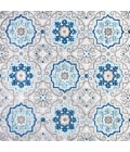 AMALFI COAST Area Rug Mediterranean Medallion Blue/Gray 5' Square Indoor/Outdoor Area Rug