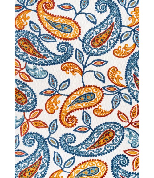 Julien Paisley High-Low Orange/Blue 8 ft. x 10 ft. Indoor/Outdoor Area Rug