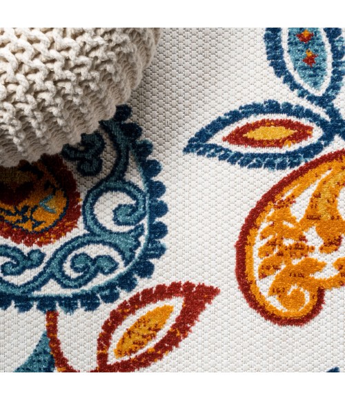 AMALFI COAST Area Rug Julien Paisley High-Low Orange/Blue 2 ft. x 10 ft. Indoor/Outdoor Runner Rug
