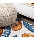 AMALFI COAST Area Rug Julien Paisley High-Low Orange/Blue 2 ft. x 10 ft. Indoor/Outdoor Runner Rug