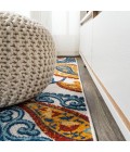 AMALFI COAST Area Rug Julien Paisley High-Low Orange/Blue 2 ft. x 10 ft. Indoor/Outdoor Runner Rug