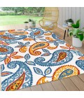 Julien Paisley High-Low Orange/Blue 8 ft. x 10 ft. Indoor/Outdoor Area Rug