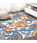 Julien Paisley High-Low Orange/Blue 8 ft. x 10 ft. Indoor/Outdoor Area Rug