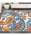 Julien Paisley High-Low Orange/Blue 8 ft. x 10 ft. Indoor/Outdoor Area Rug