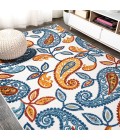 Julien Paisley High-Low Orange/Blue 8 ft. x 10 ft. Indoor/Outdoor Area Rug