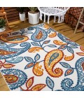 Julien Paisley High-Low Orange/Blue 8 ft. x 10 ft. Indoor/Outdoor Area Rug