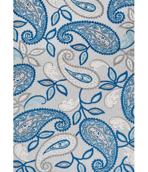 AMALFI COAST Area Rug Julien Paisley High-Low Blue/Light Gray 8 ft. x 10 ft. Indoor/Outdoor Area Rug